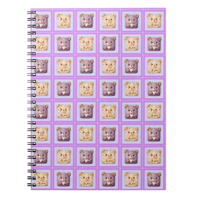 Cuaderno Oso de galleta de patchwork de lavanda azul adorab (Frente)