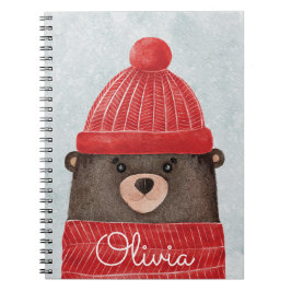 Cuaderno Oso de invierno acuarela. Navidades animales de bo