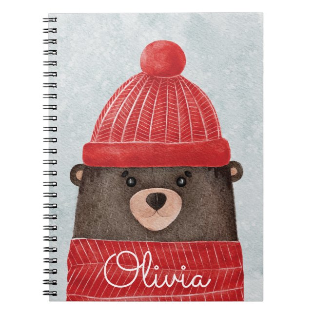 Cuaderno Oso de invierno acuarela. Navidades animales de bo (Frente)