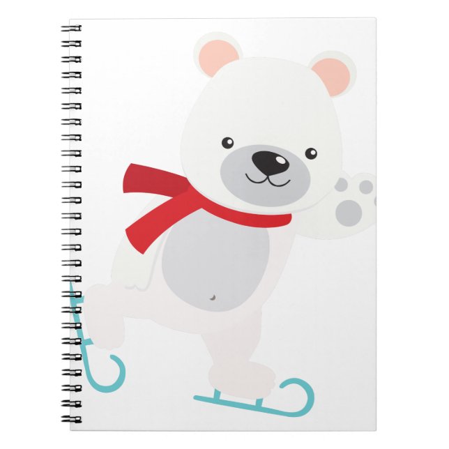 Cuaderno Oso de invierno de patinaje sobre hielo (Frente)
