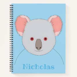 Cuaderno Oso de Koala azul lindo personalizado