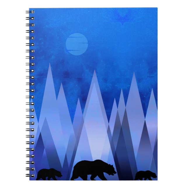 CUADERNO OSO DE MONTAÑAS GEOMÉTRICAS AZULES (Frente)