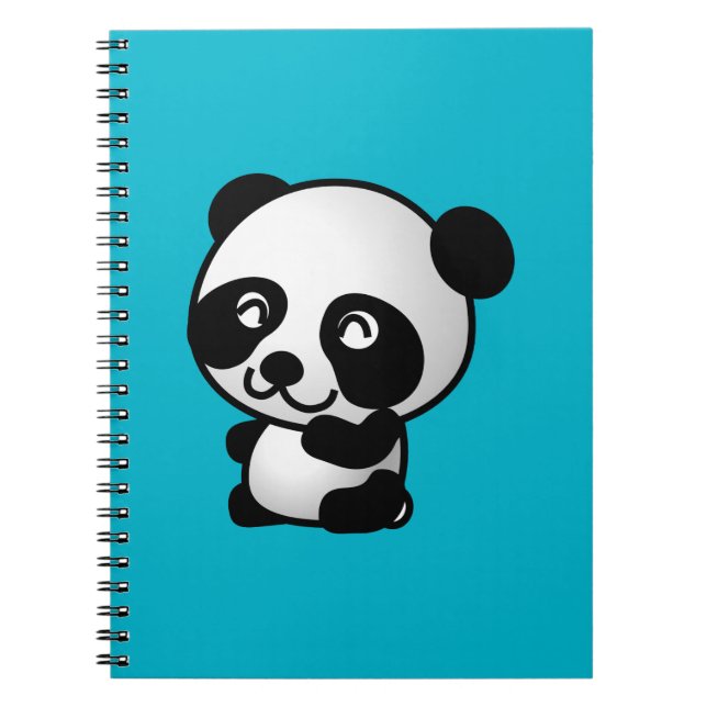Cuaderno Oso de panda alegre blanco y negro (Frente)
