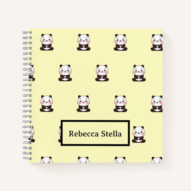 Cuaderno Oso de panda blanco amarillo (Anverso)