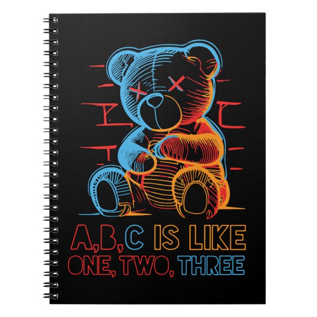 Cuaderno Oso de peluche ABC de neón (Frente)