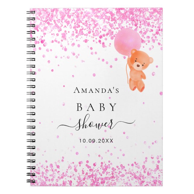 Cuaderno Oso de peluche bebe ducha de leche rosa (Frente)