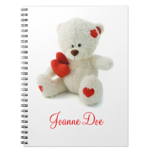 Cuaderno Oso de peluche blanco suave con corazón