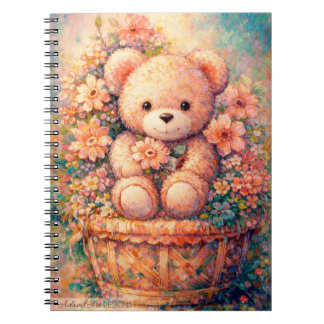 Cuaderno Oso de peluche caprichoso en arte pastel de cesta