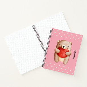 Cuaderno Oso de peluche con un corazón rojo