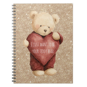 Cuaderno Oso de peluche corazón rojo