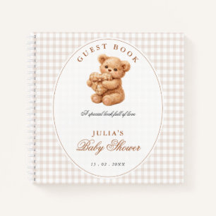 Cuaderno Oso de peluche de gingham marrón Cumpleaños de beb