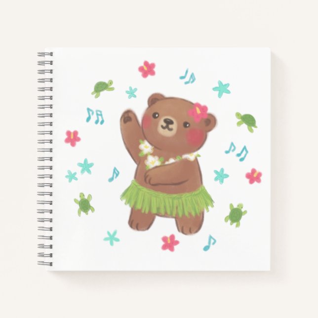 Cuaderno Oso de peluche en el Ilustracion de Hawái (Anverso)