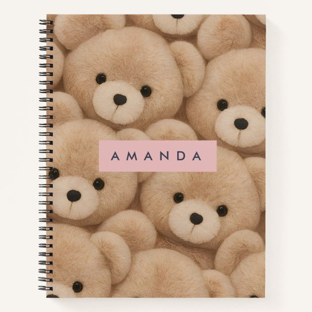Cuaderno Oso de peluche Kawaii personalizado (Anverso)