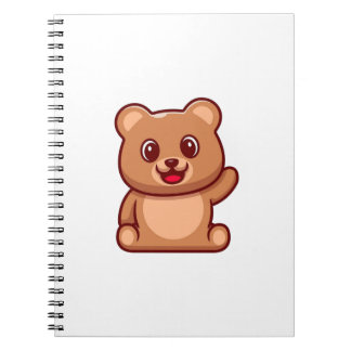 Cuaderno Oso de peluche lindo agitando la mano