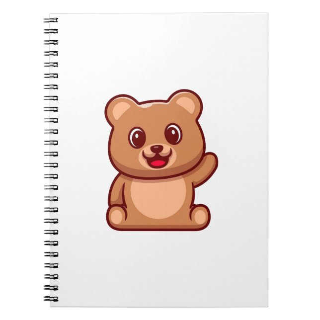 Cuaderno Oso de peluche lindo agitando la mano (Frente)
