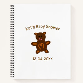 Cuaderno Oso de peluche marrón baby shower añadir nombre fe