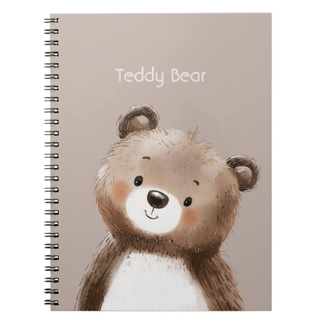 Cuaderno Oso de peluche marrón blanco dulce lindo (Frente)