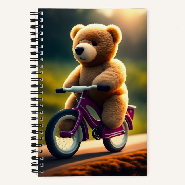 Cuaderno Oso de peluche montando en bicicleta Bloc de notas (Anverso)