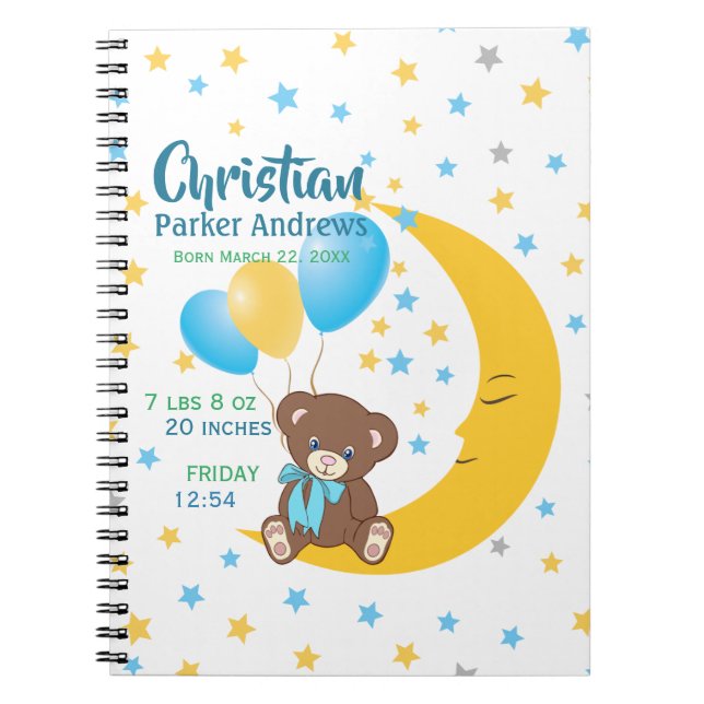 Cuaderno Oso de peluche sentado en las estadísticas del nac (Frente)