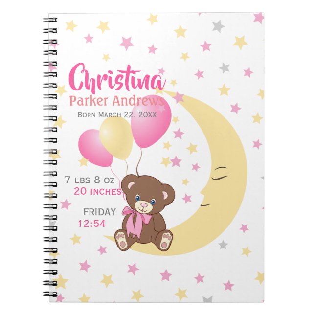 Cuaderno Oso de peluche sentado en las estadísticas del nac (Frente)