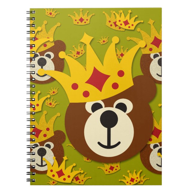 Cuaderno Oso de peluche sonriente con corona (Frente)