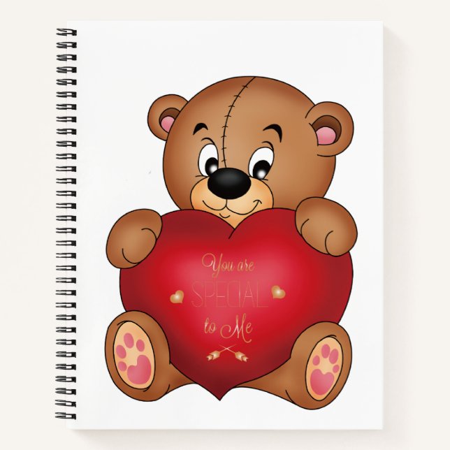 Cuaderno Oso de Teddy con corazón diciendo hola encantador (Anverso)
