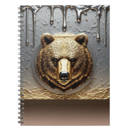 Cuaderno Oso Dorado En Relieve Con Efecto De Goteo De Metal