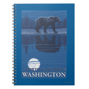 Cuaderno Oso en claro de luna - cascadas del norte,