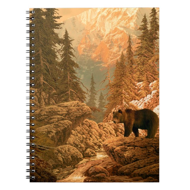 Cuaderno Oso en el oso de las montañas rocosas, marrón, ani (Frente)