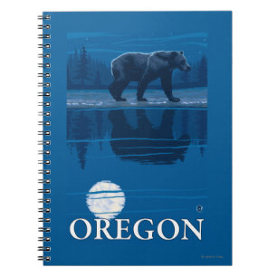 Cuaderno Oso en poster del viaje del vintage del claro de