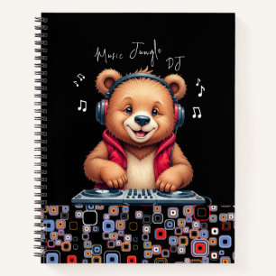 Cuaderno Oso Grizzly Feliz, DJ Sonriente, Jungla de Música