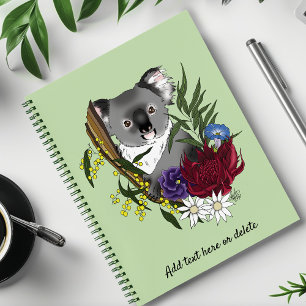 Cuaderno Oso Koala Lindo Verde Flora Vida Silvestre Austral