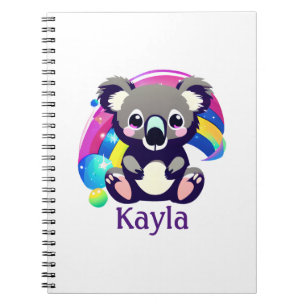 Cuaderno Oso Koala Personalizado y Arcoíris
