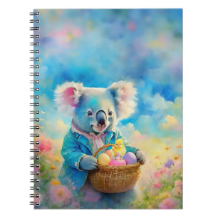 Cuaderno Oso koala sosteniendo una cesta de huevos de Pascu