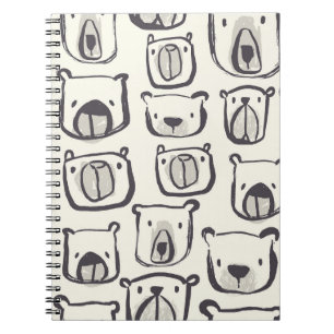 Cuaderno Oso lindo, patrón continuo dibujado a mano.