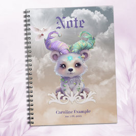 Cuaderno Oso mágico en purpurina pastel.