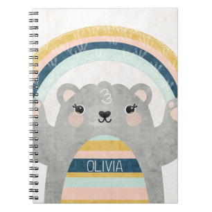 Cuaderno Oso mágico lindo con arcoiris colorido texturado