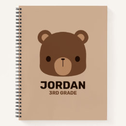 Cuaderno Oso marrón lindo con nombre personalizado