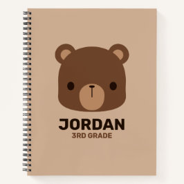 Cuaderno Oso marrón lindo con nombre personalizado