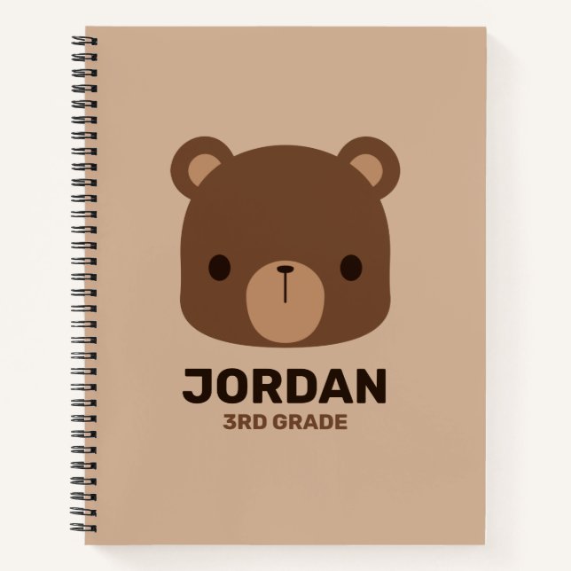 Cuaderno Oso marrón lindo con nombre personalizado (Anverso)
