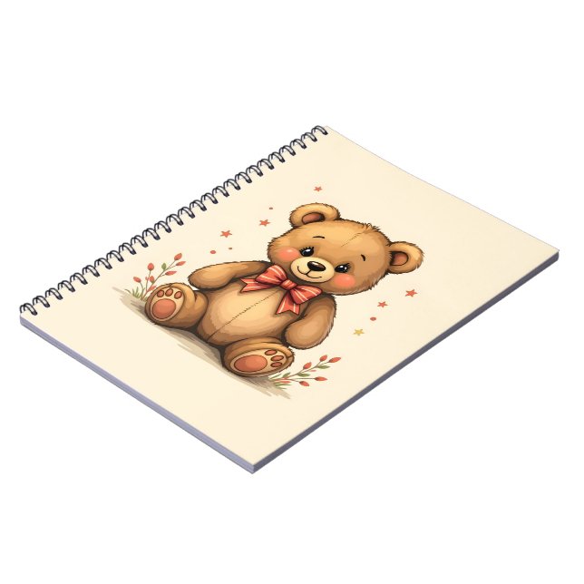 Cuaderno Oso marrón pequeño adorable con corbata (Lado Izquierdo)