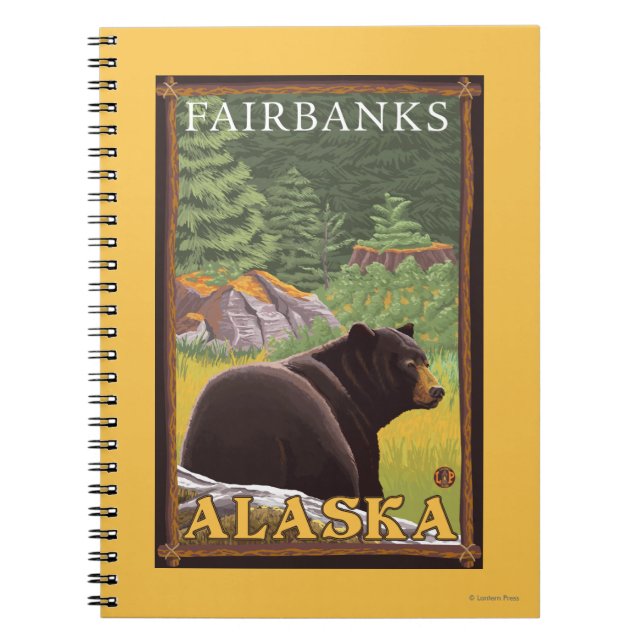 Cuaderno Oso Negro en el bosque - Fairbanks, Alaska (Frente)