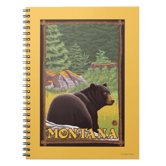 Cuaderno Oso Negro en el bosque - Montana (Frente)