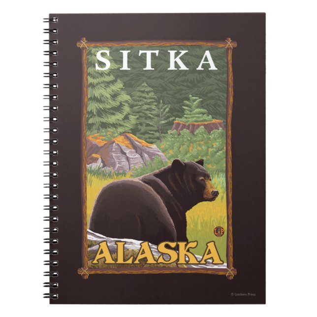 Cuaderno Oso Negro en el bosque - Sitka, Alaska (Frente)