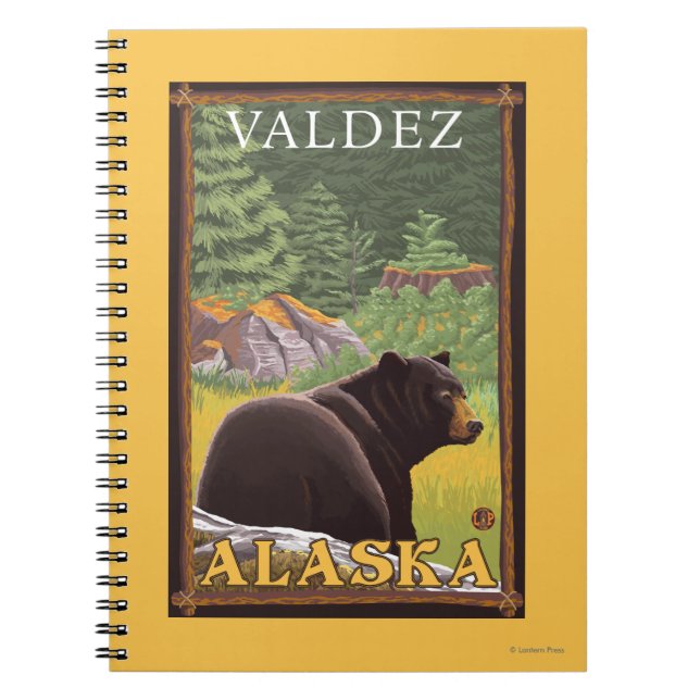 Cuaderno Oso Negro en el bosque - Valdez, Alaska (Frente)