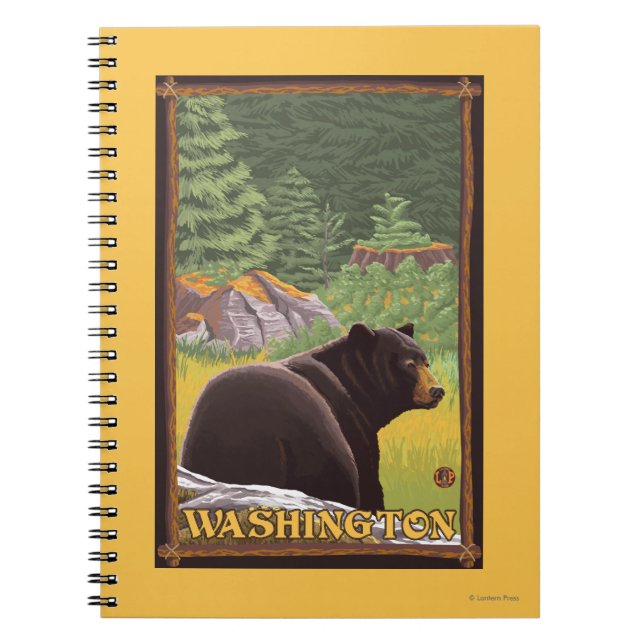 Cuaderno Oso Negro en el bosque - Washington (Frente)