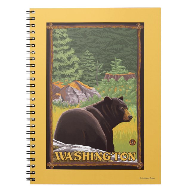 Cuaderno Oso Negro en el bosque - Washington (Frente)