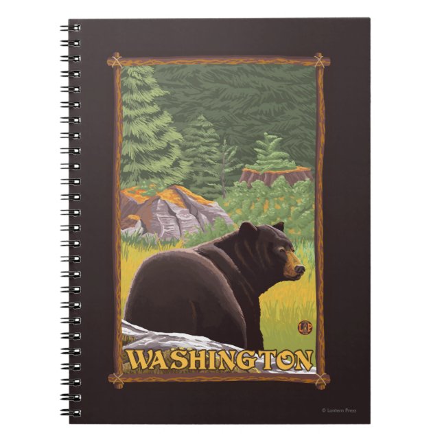 Cuaderno Oso Negro en el bosque - Washington (Frente)