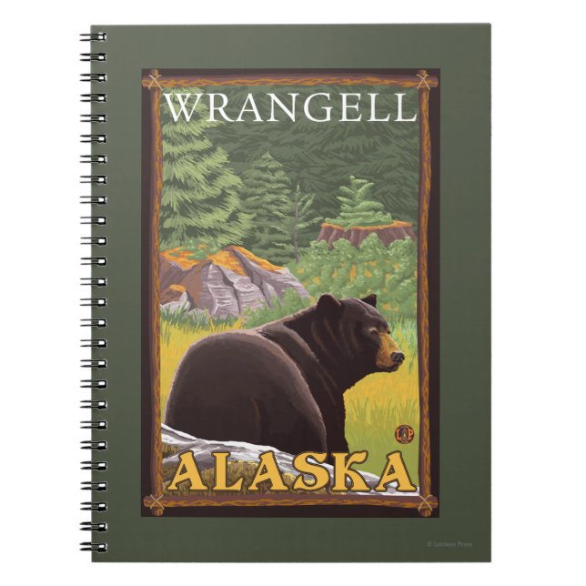 Cuaderno Oso Negro en el bosque - Wrangell, Alaska (Frente)