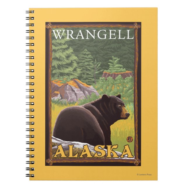 Cuaderno Oso Negro en el bosque - Wrangell, Alaska (Frente)